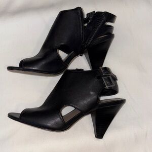 Style & Co. Black Cutout Peep-Toe Cone Heel Sandals